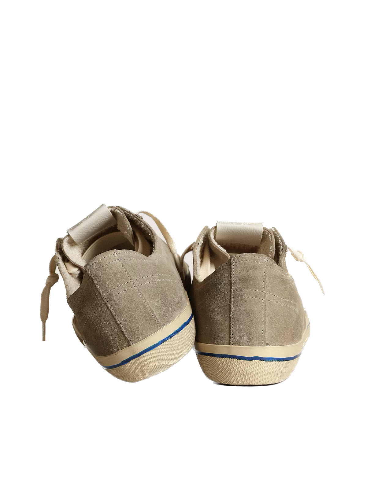 Golden Goose V-Star in коричнево-сірий замш із срібною металізованою шкіряною зіркою