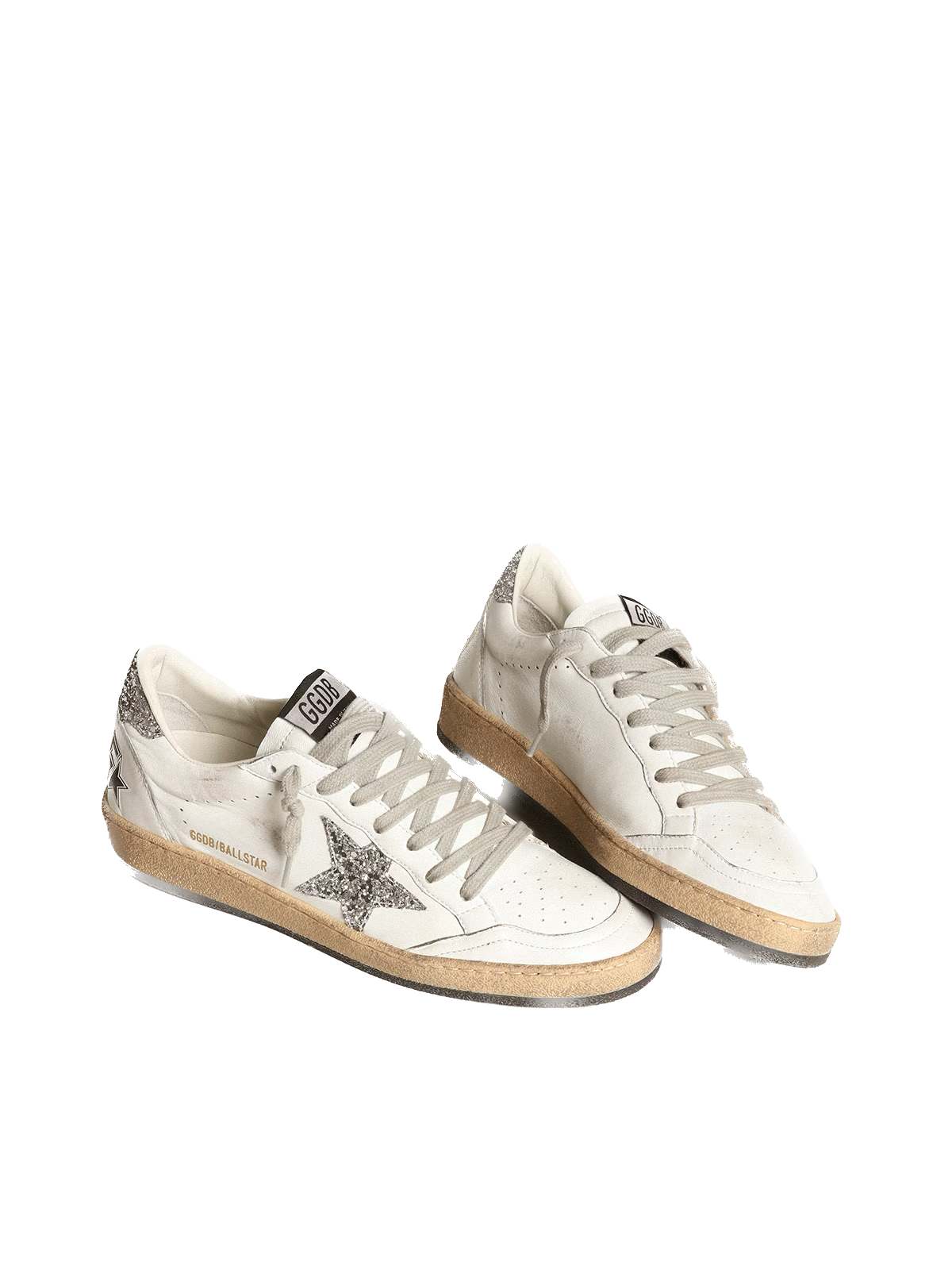 Golden Goose з білою зіркою та гліттерною вставкою на п'ятці