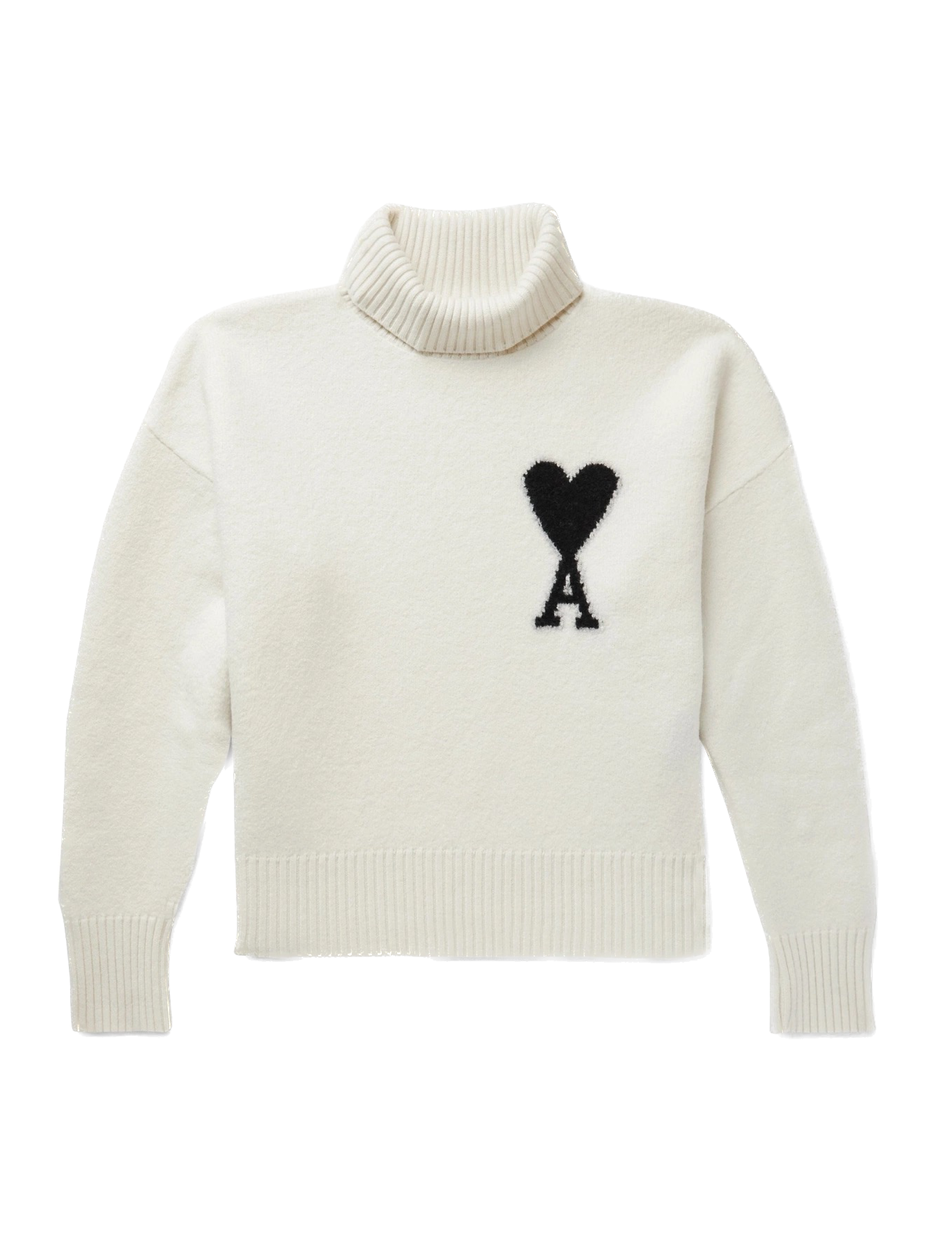 AMI - Logo-Intarsia Merino Wool Rollneck Sweater