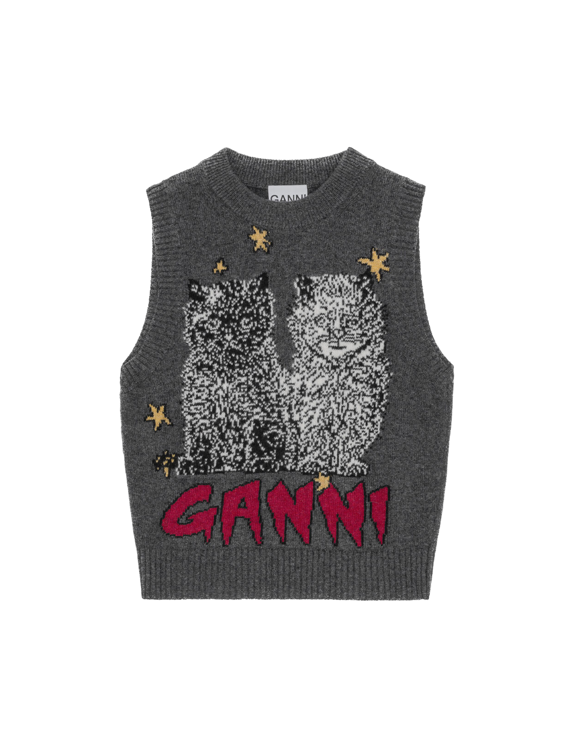 Grey Graphic Cats Vest